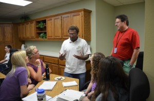 Eddie advising the group on the Solomon context.